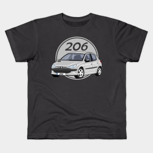 car peugeot 206 sporty cartoon vector grey Kids T-Shirt